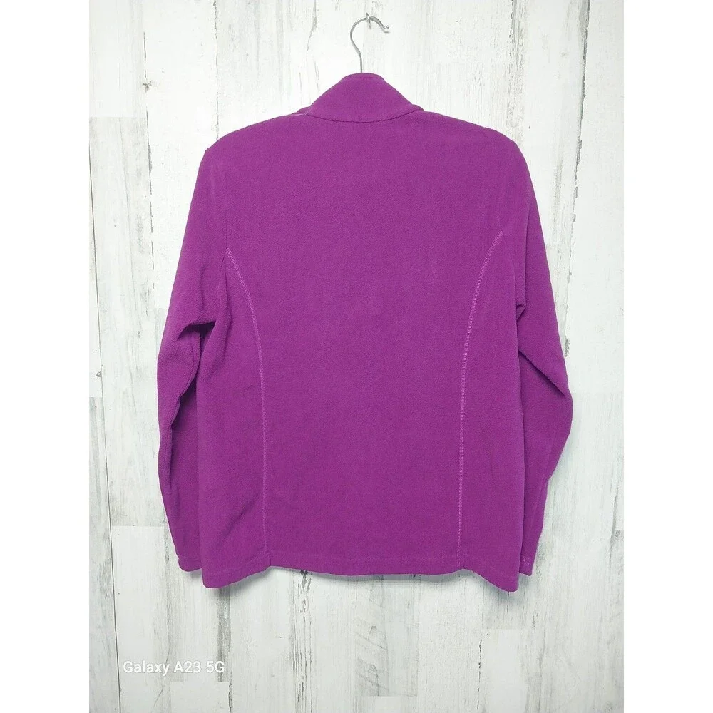 LAND'S END Top Women's L/S High Neck 1/4 Zip Fleece Pullover Purple Medium